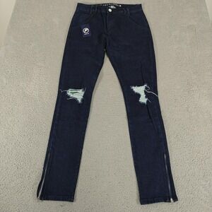 Parlay Jeans Mens 34x32 Slim Distressed Booted Graphic Zipper Ankle‎ Denim Pants